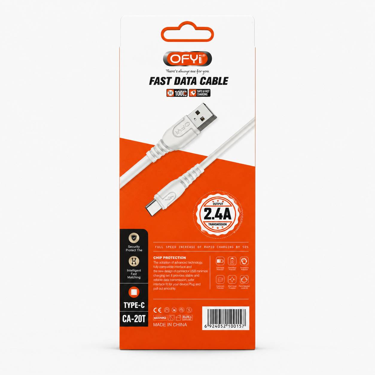 کابل شارژ OFY 2.4A USB-C فست شارژ و انتقال دیتا