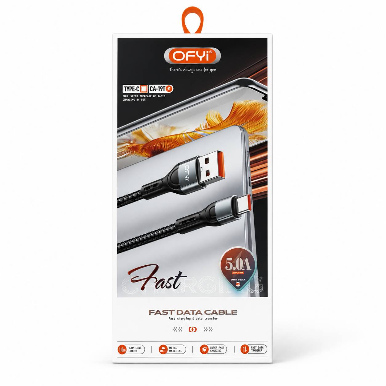 کابل شارژ OFYI 5A USB-C فست شارژ و انتقال دیتا
