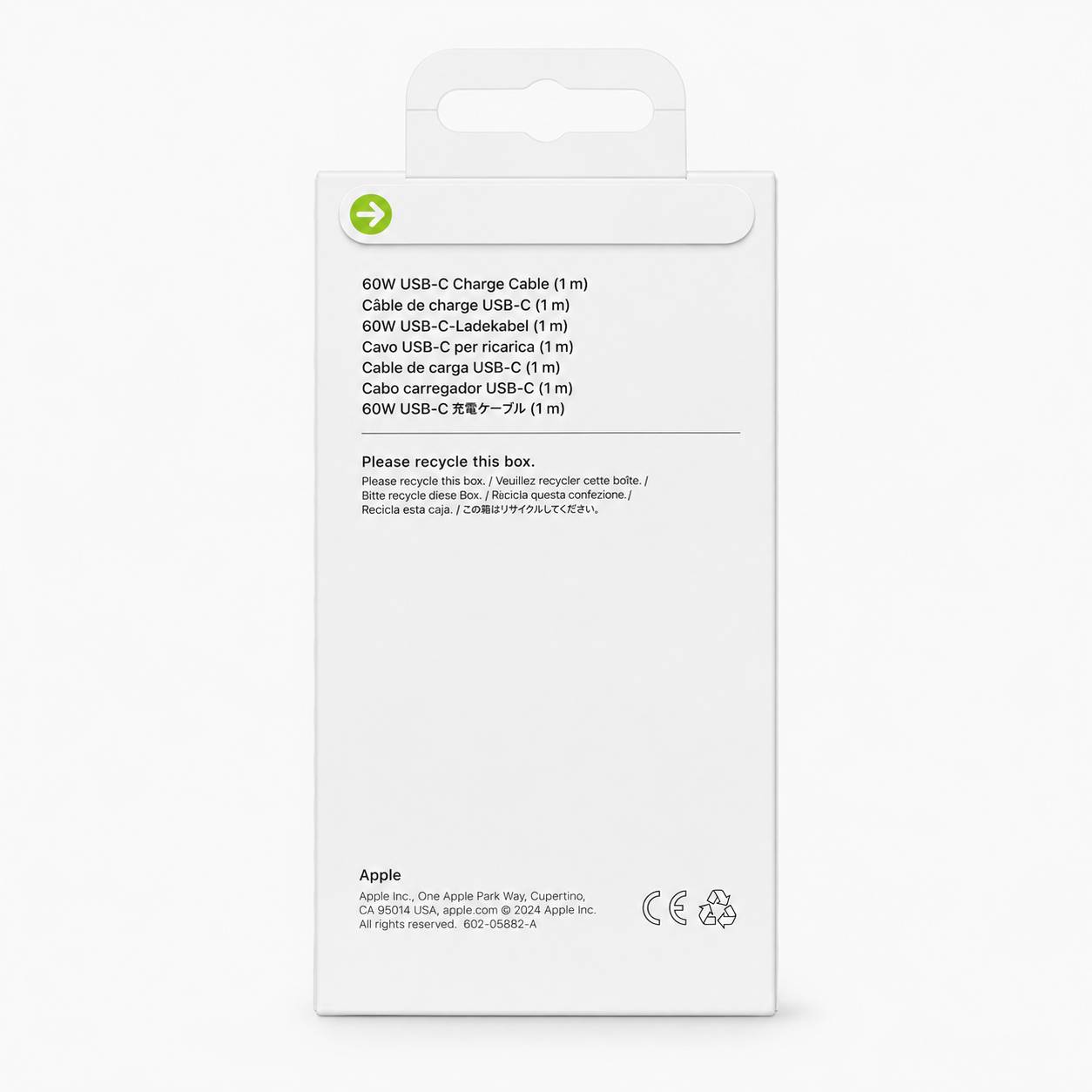 کابل شارژ اپل 60 وات USB-C به USB-C یک متری