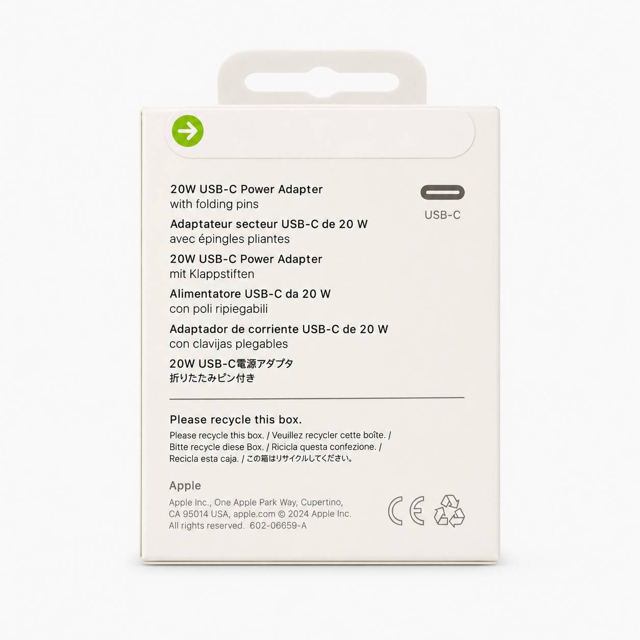 شارژر دیواری اپل 20 وات USB-C مدل A2344