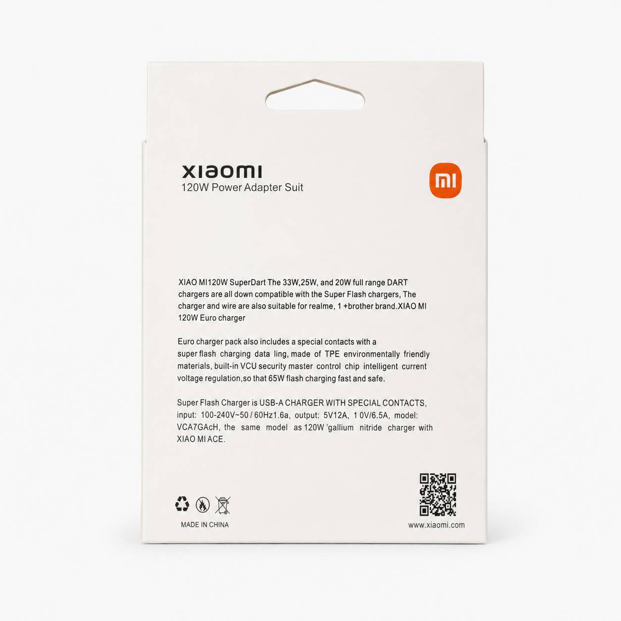 شارژر دیواری فست شیائومی 120 وات به همراه کابل Type-C